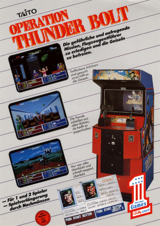 Operation Thunderbolt (US) Arcade Game Cover